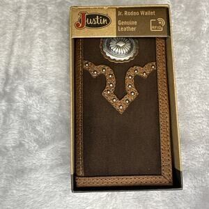 Justin Jr. Rodeo Wallet Brown Suede Genuine Leather RFID Western